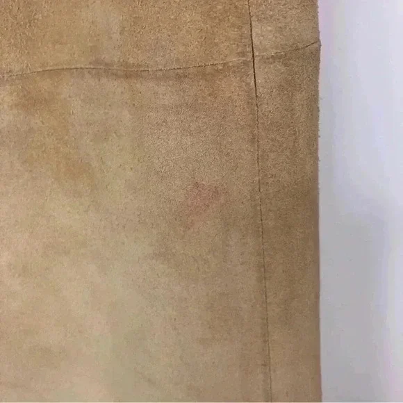 BANANA REPUBLIC  Y2K  Size 6 Tan Leather/Suede Front Slit  Skirt VINTAGE - Picture 12 of 15